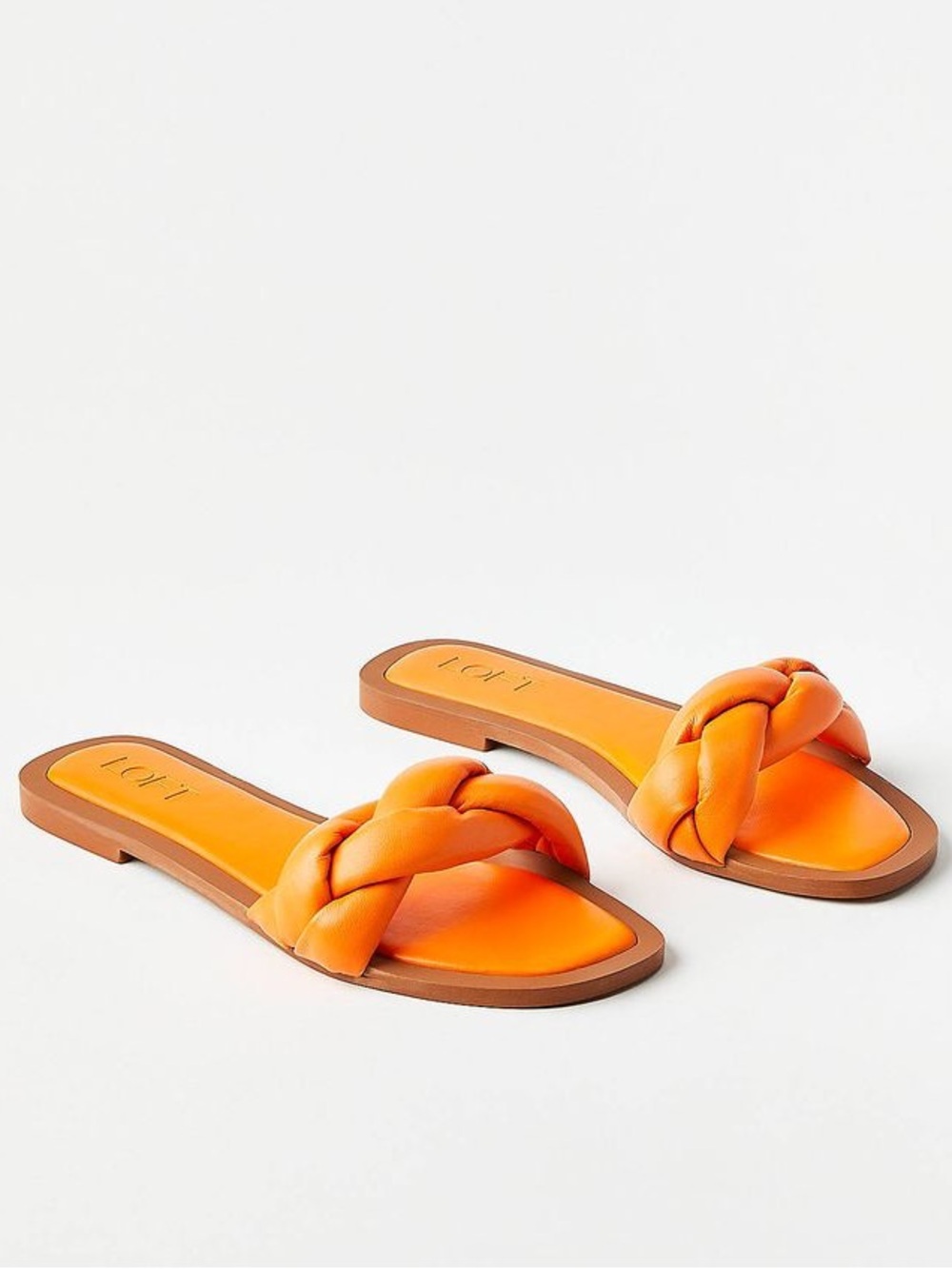 NWOT LOFT Bright Orange Braided Slide Sandal 8